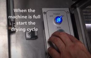 Turning on food waste dryer